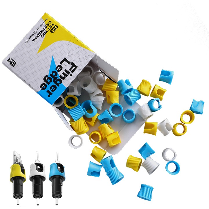 Set Huse deget pentru cartuse tatuaj, Solong, microblading/machiaj permanent, Silicon, 60buc