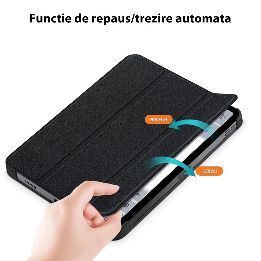 Husa tableta Chucai pentru iPad 10th 10.9" 2022, Suport Tri-Fold, Functie Auto Sleep/Wake, Negru