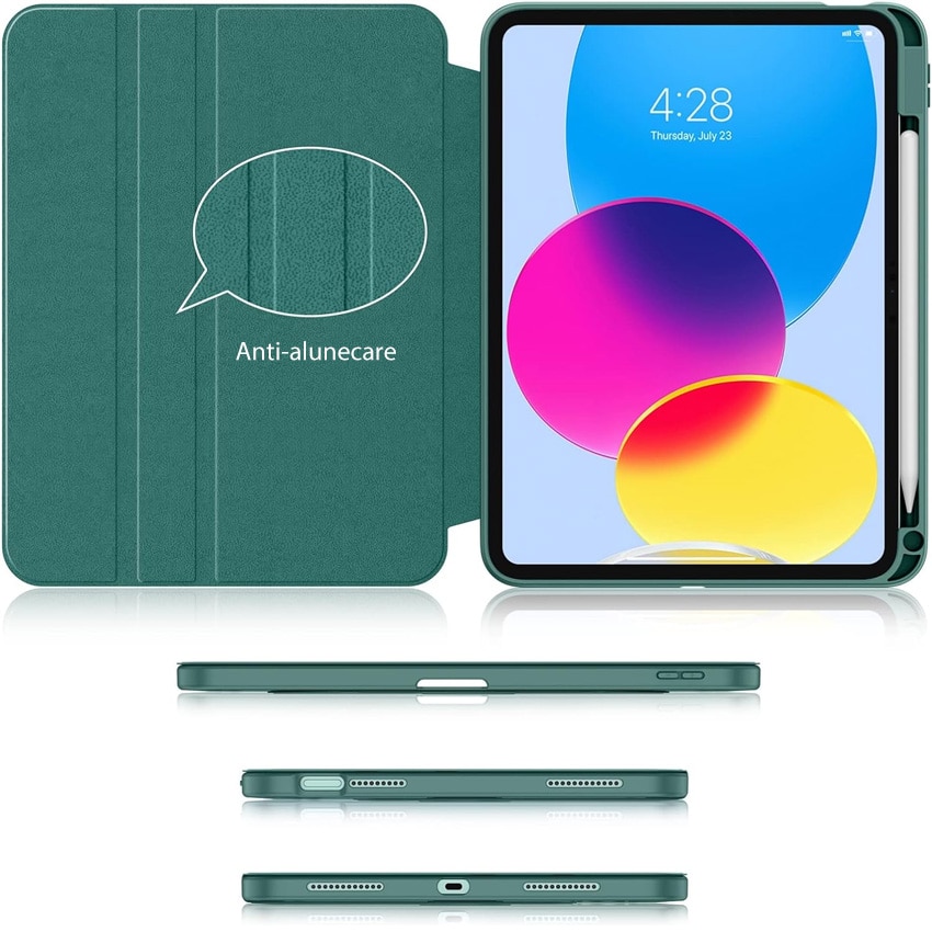 Husa tableta, Chucai, pentru iPad 10th 10.9" 2022, Stand Rotativ 360, Suport Pencil, Verde