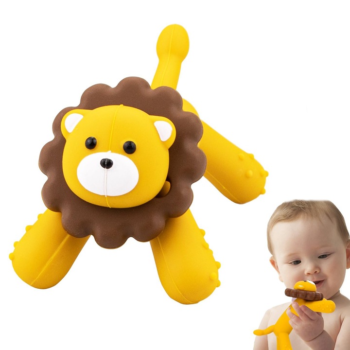 Chucai rágóka játék, oroszlán modell, szilikon, sárga/barna
