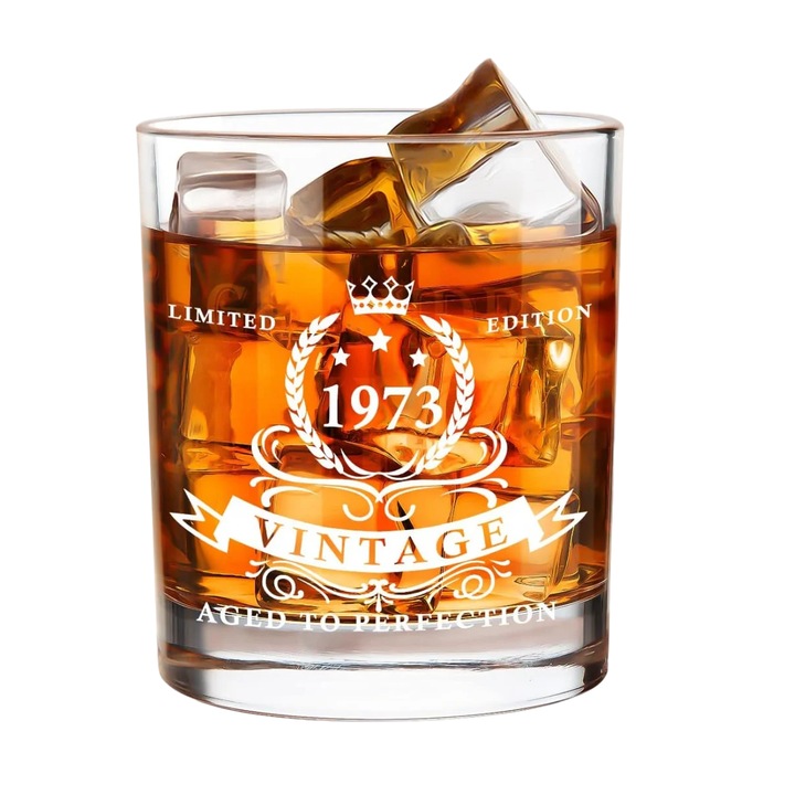 Lighten Life whiskys üveg díszdoboz, 1973. év, fa/üveg, átlátszó/natúr, 8,6 x 8,6 x 9,9 cm