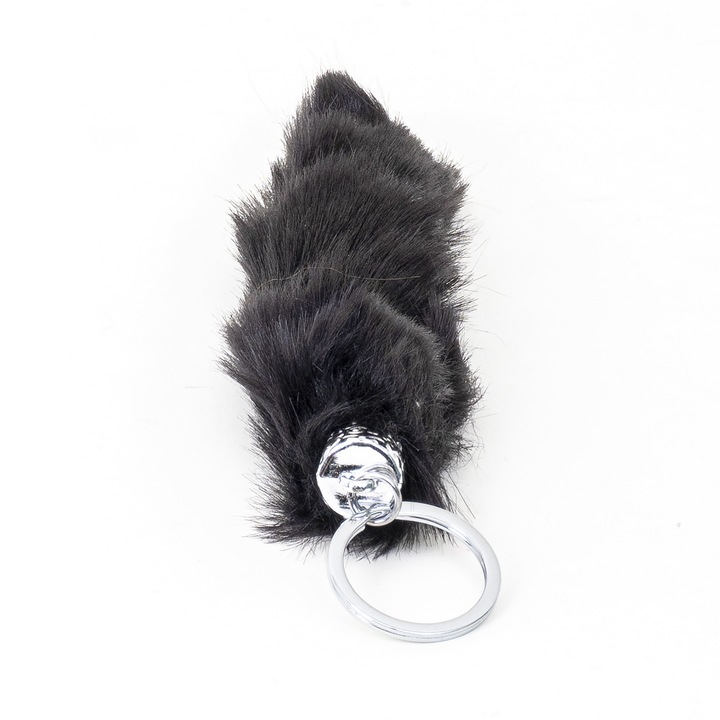 Down kulcstartó, nyúlfarkú modell, fekete színű, 18x4 cm, BSP / CD1084_2