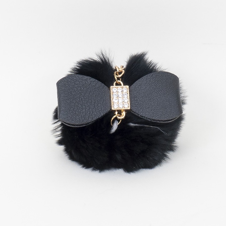 Down kulcstartó, masnival ellátott modell, fekete színű, 13x7 cm, BSP / CD1087_1