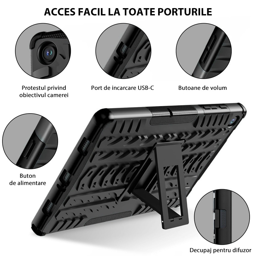 Husa tablete, Chucai pentru Samsung Galaxy Tab A9 Plus 11 inch, Shockproof cu Stand, Negru/Gri