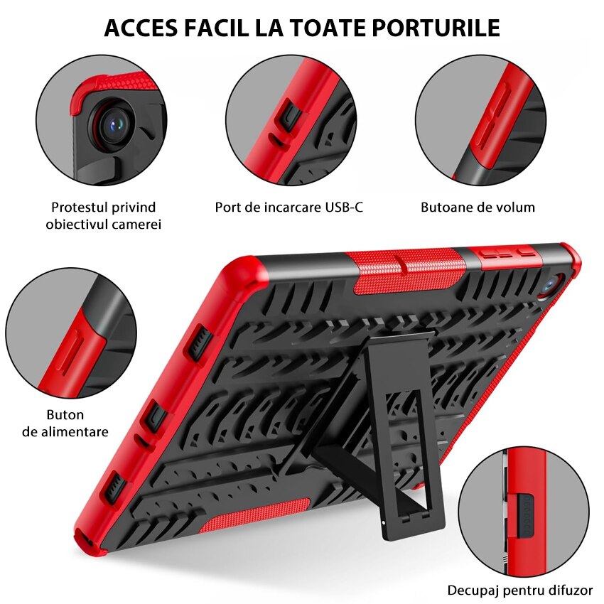 Husa tablete, Chucai pentru Samsung Galaxy Tab A9 Plus 11 inch, Shockproof cu Stand, Negru/Rosu