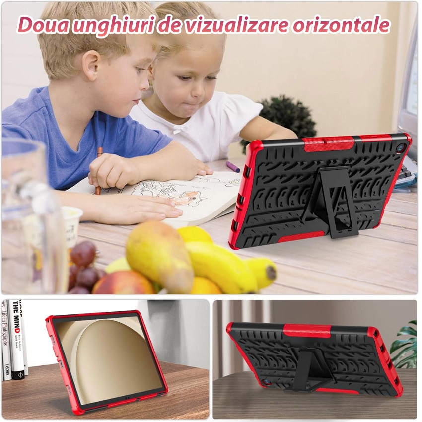 Husa tablete, Chucai pentru Samsung Galaxy Tab A9 Plus 11 inch, Shockproof cu Stand, Negru/Rosu
