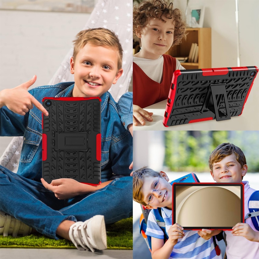 Husa tablete, Chucai pentru Samsung Galaxy Tab A9 Plus 11 inch, Shockproof cu Stand, Negru/Rosu