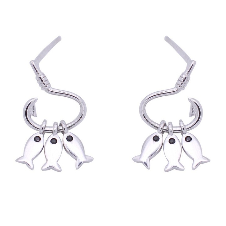 HYTIREBY Fülbevaló, Réz, Fölötti modell, Bojttal, Ezüst