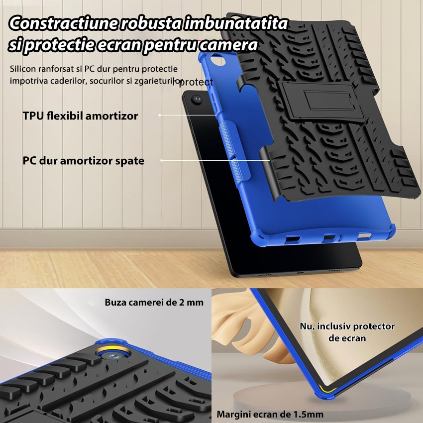 Husa tablete, Chucai pentru Samsung Galaxy Tab A9 Plus 11 inch, Shockproof cu Stand, Negru/Albastru