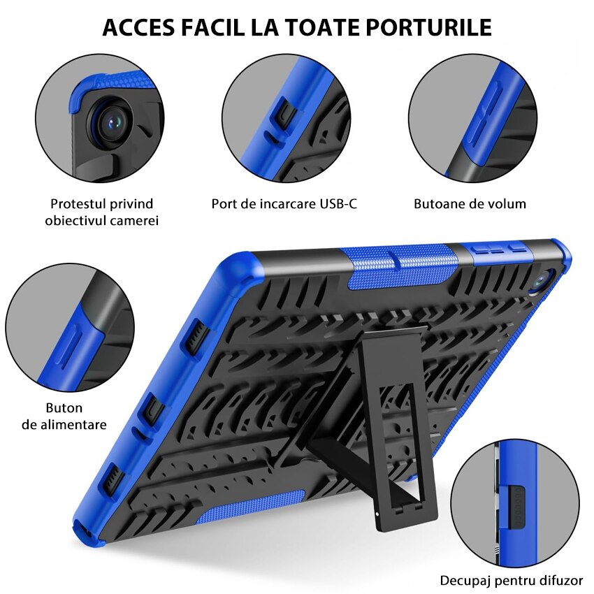 Husa tablete, Chucai pentru Samsung Galaxy Tab A9 Plus 11 inch, Shockproof cu Stand, Negru/Albastru
