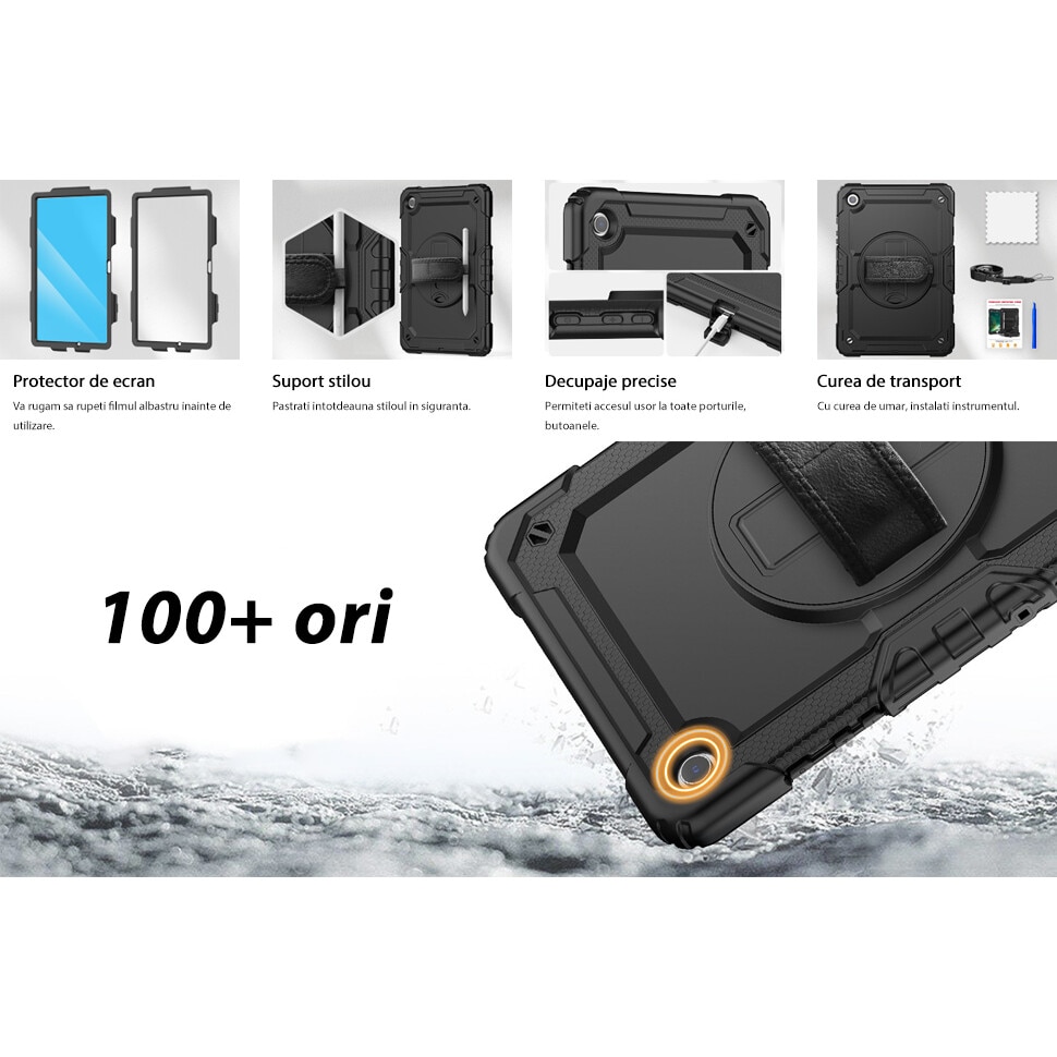 Husa tableta, Chucai, Samsung Galaxy Tab A9 Plus 11 inch, curea, negru