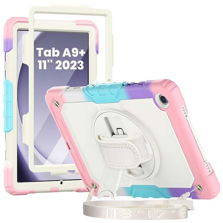 Калъф за таблет, Chucai, Samsung Galaxy Tab A9 Plus 11 инча, каишка, розов