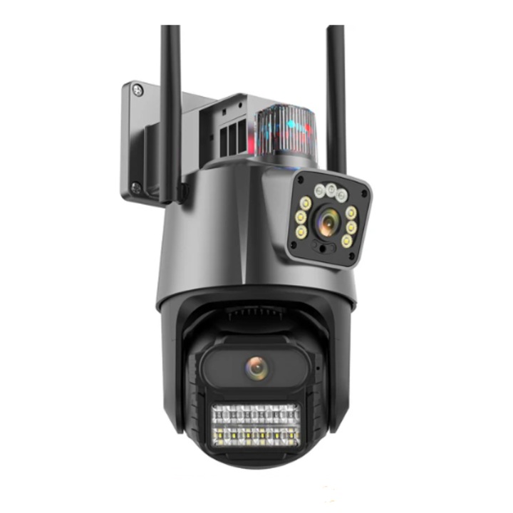 Camera de Supraveghere 8MP 4K, Micro SD, WI-FI, alarma cu girofar, control prin aplicatie, mod noapte, senzor miscare, zoom 10X
