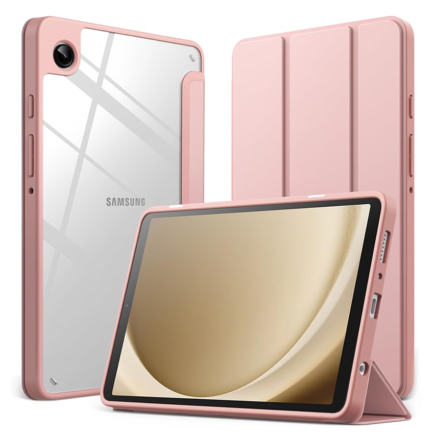 Husa tableta Chucai pentru Samsung Galaxy Tab A9 8.7" 2023, Transparenta, Suport Tri-Fold, Roz