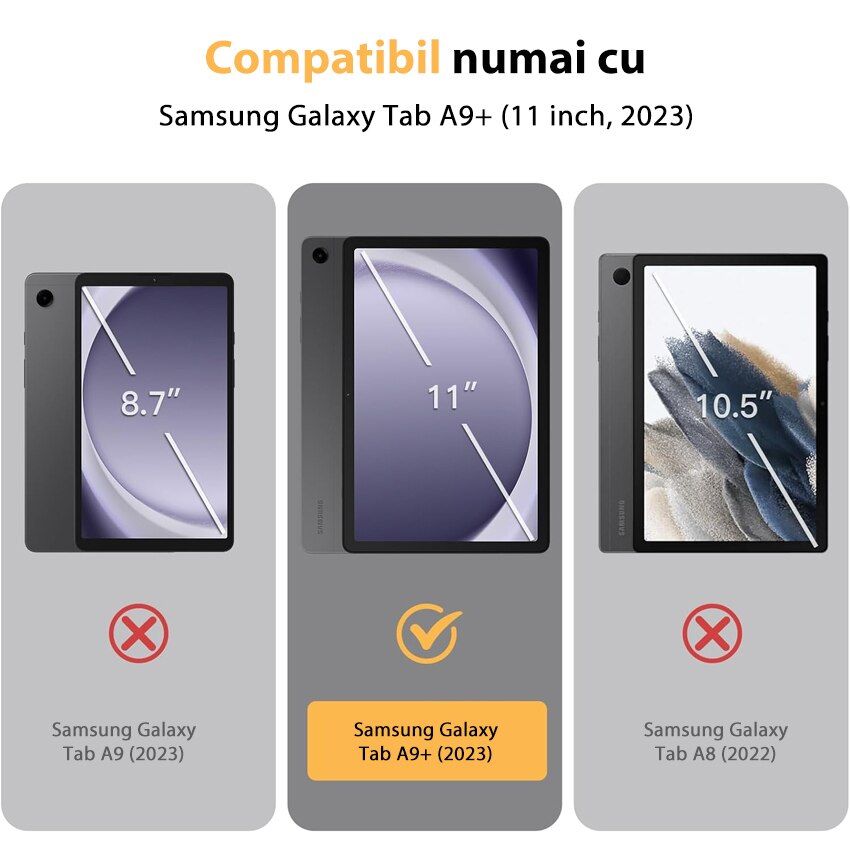 Husa tableta, Chucai, Samsung Galaxy Tab A9 Plus 11", transparent, negru