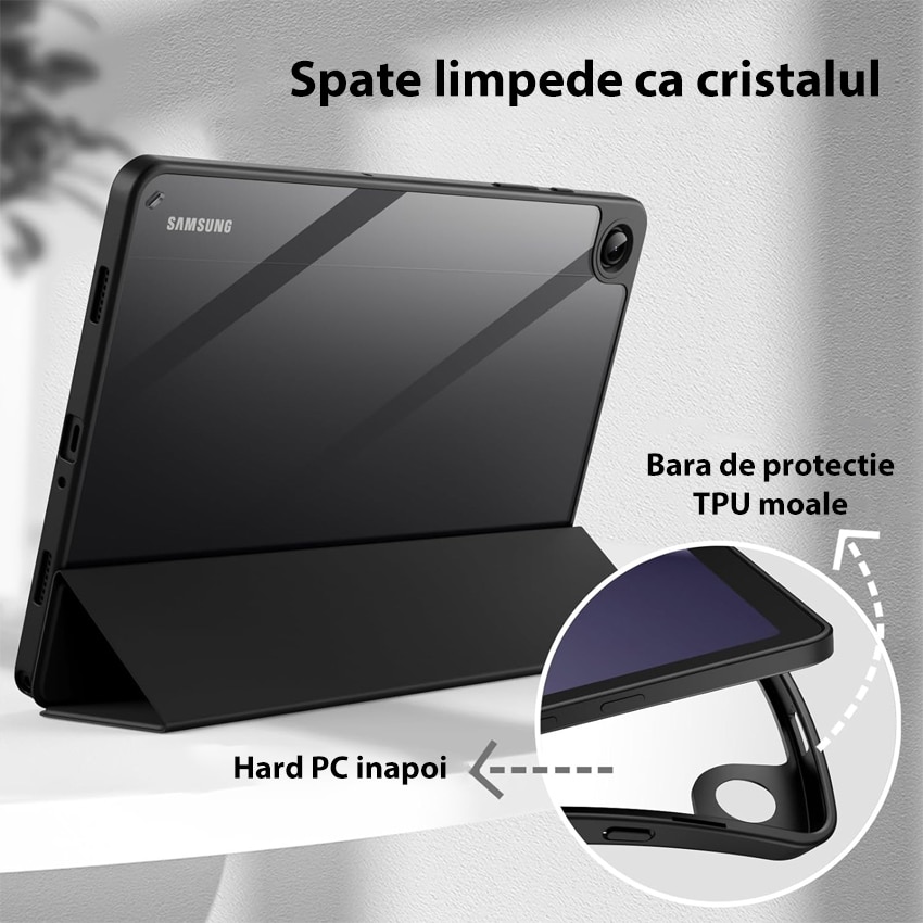 Husa tableta, Chucai, Samsung Galaxy Tab A9 Plus 11", transparent, negru