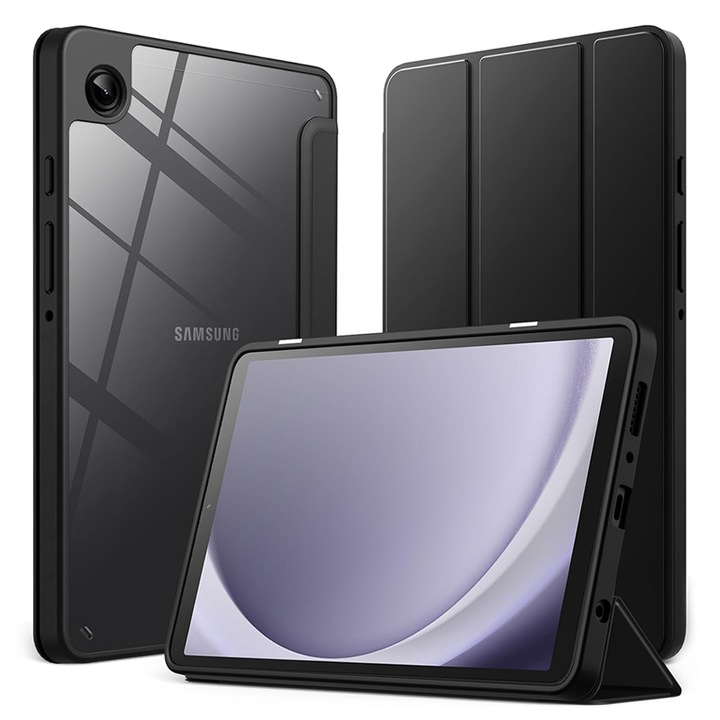 Husa tableta Chucai pentru Samsung Galaxy Tab A9 8.7" 2023, Transparenta, Suport Tri-Fold, Negru