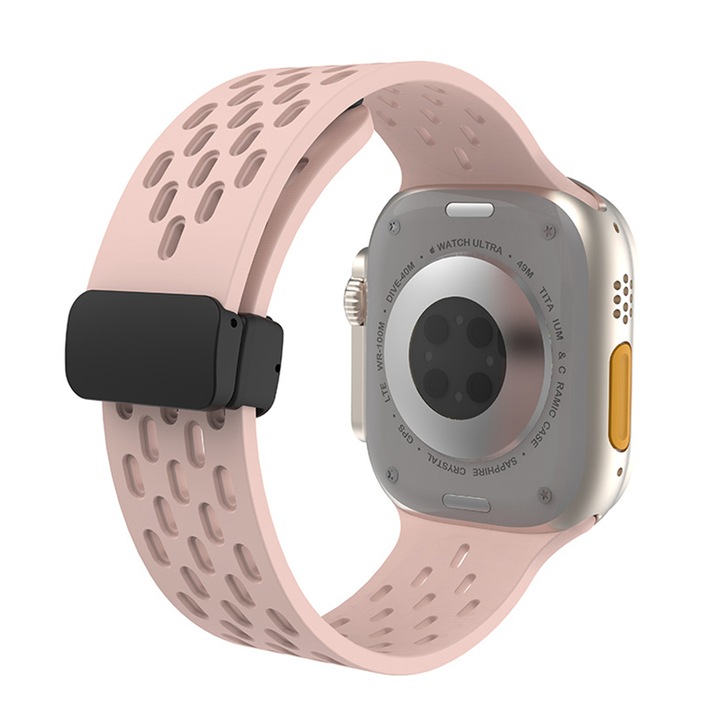 Curea sport magnetica Chucai, respirabila, ajustabila, pentru Apple Watch Ultra/SE/9/8/7/6/5/4/3/2, Roz, 41/40/38mm