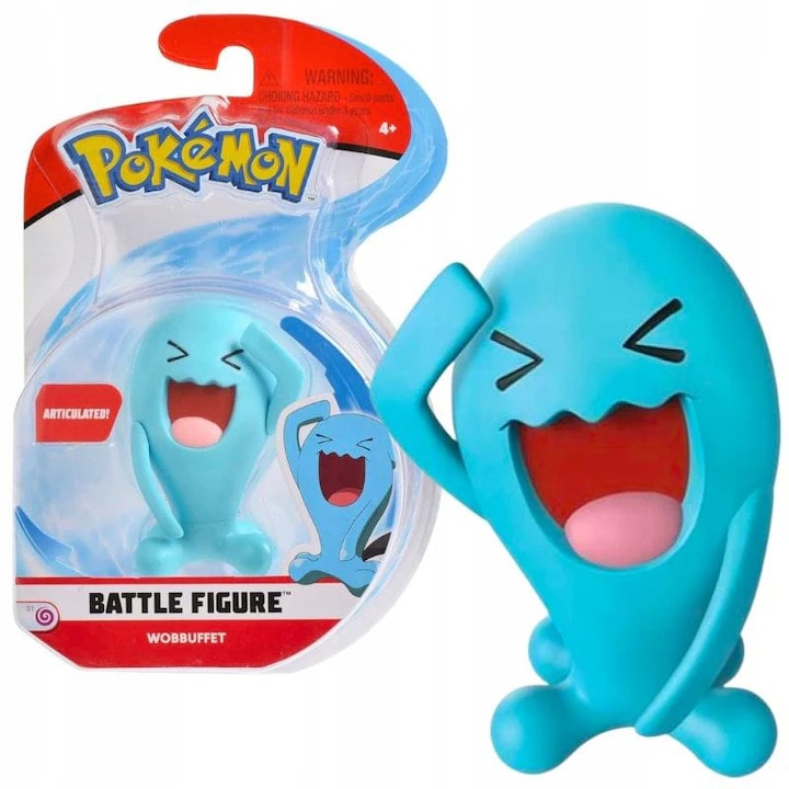 Figurina Pentru Copii, Jazwares, Pokemon Wobbuffet, Baieti/Fete, 3 ani, Plastic