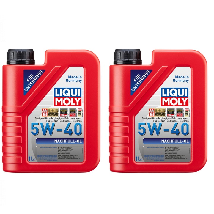 Pachet 2 litri Ulei Motor Sintetic Liqui Moly completare 5W40