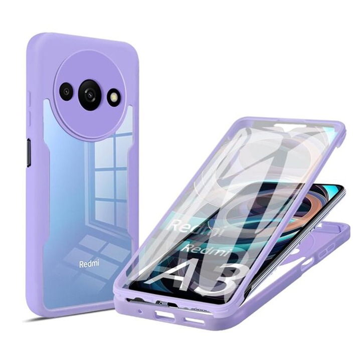 Husa pentru Xiaomi Redmi A3 + folie protectie, Accesorio ColorVerse 360, Purple