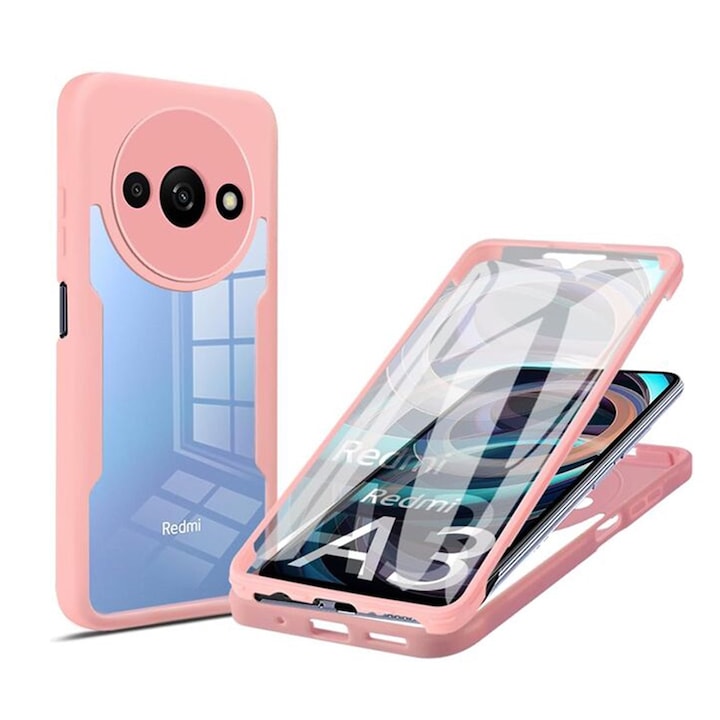 Husa pentru Xiaomi Redmi A3 + folie protectie, Accesorio ColorVerse 360, Pink