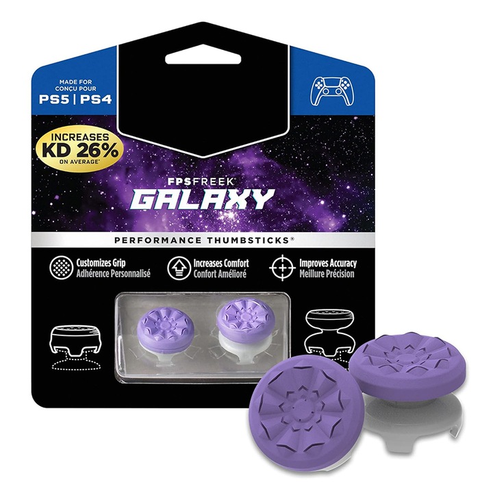 2 db Thumbgrip vezérlőből álló készlet, Chucai, Galaxy, Thumbstick PS4, PS5, Model 21, Lila