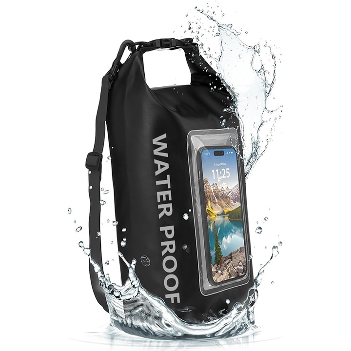 Husa telefon impermeabila, functie atingere ecran, negru, 2L