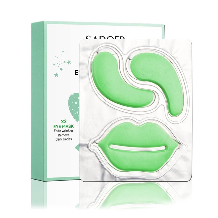 Set Masca Hidratanta pentru Buze si Ochi, Reduce Cearcane si Pungi, Aloe, 10 Buc.