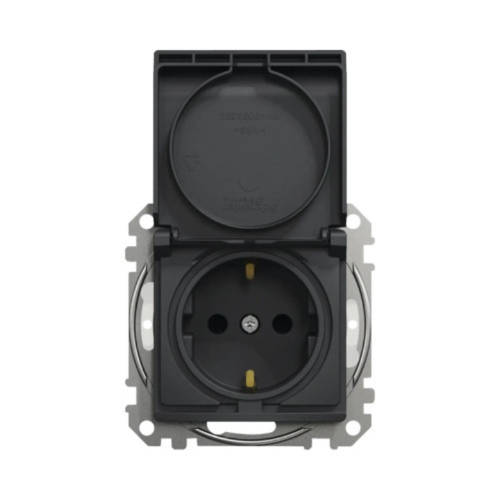 Schneider Sedna Design Simple 2p+e Socket, Ip44 защитно покритие, антрацитни щори