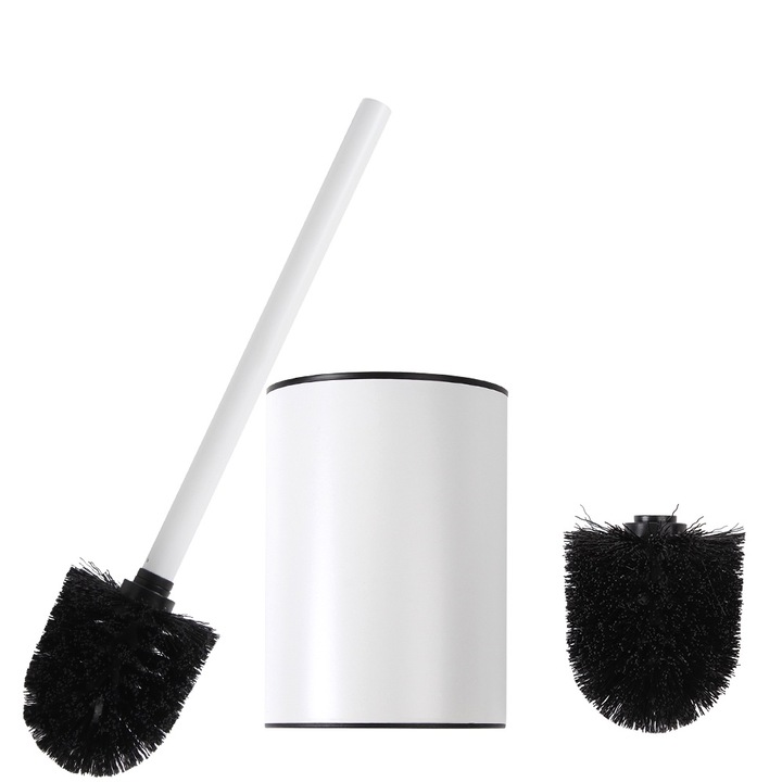 Perie de toaleta cu suport, MASIVEL, alb, 35.5cm