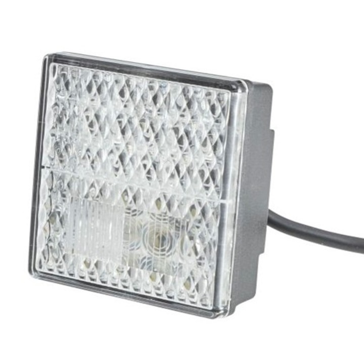 Lampa semnalizare pentru ceata/marsarier HELLA, 24V, cu LED, sticla transparenta, 80x80 mm