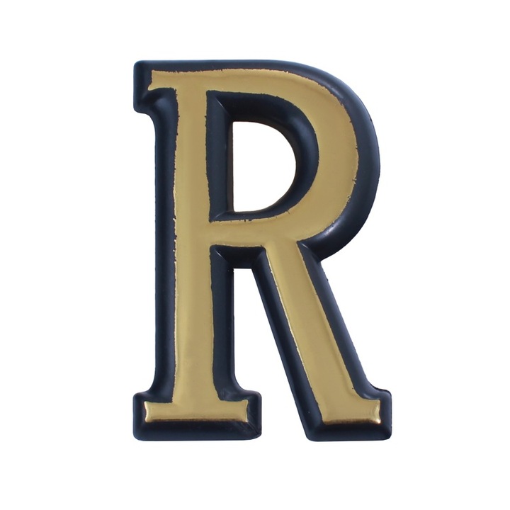 Litera din plastic pentru apartament / poarta, autoadeziv, auriu, 55 mm, litera R