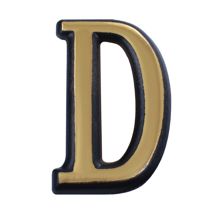 Litera din plastic pentru poarta / apartament, autoadeziv, auriu, 100 mm, litera D
