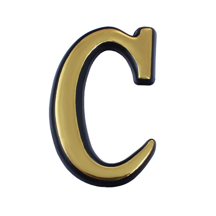 Litera din plastic pentru poarta / apartament, autoadeziv, auriu, 100 mm, litera C