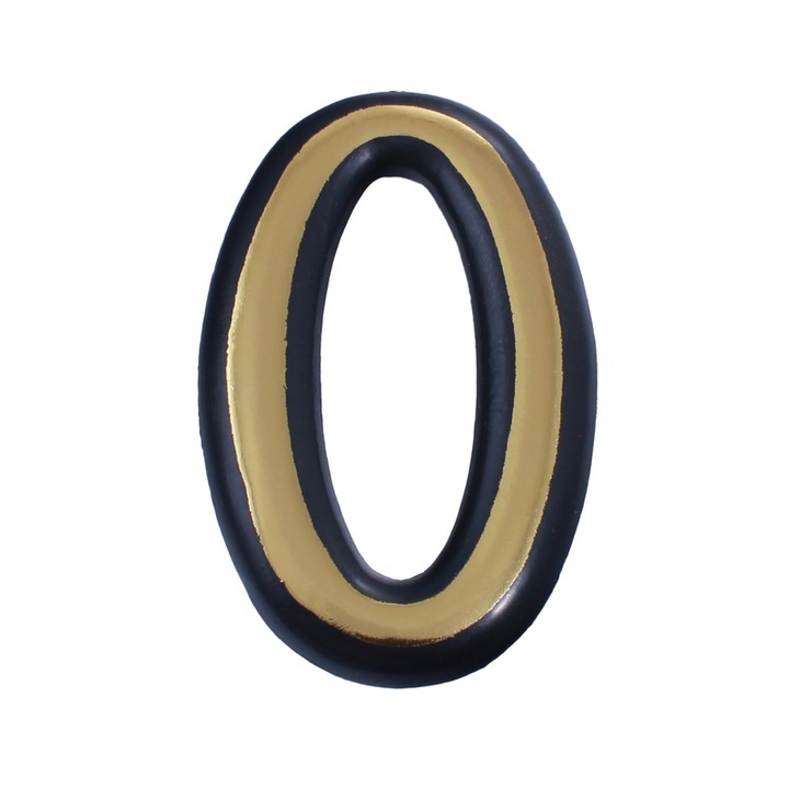 Litera din plastic pentru apartament / poarta, autoadeziv, auriu, 55 mm, litera O