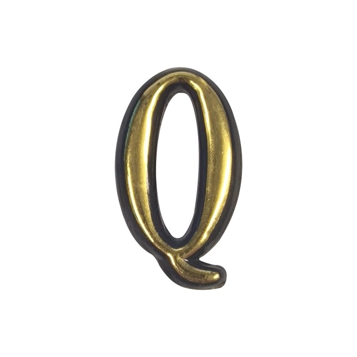 Litera din plastic pentru apartament / poarta, autoadeziv, auriu, 55 mm, litera Q