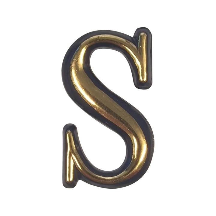 Litera din plastic pentru apartament / poarta, autoadeziv, auriu, 55 mm, litera S