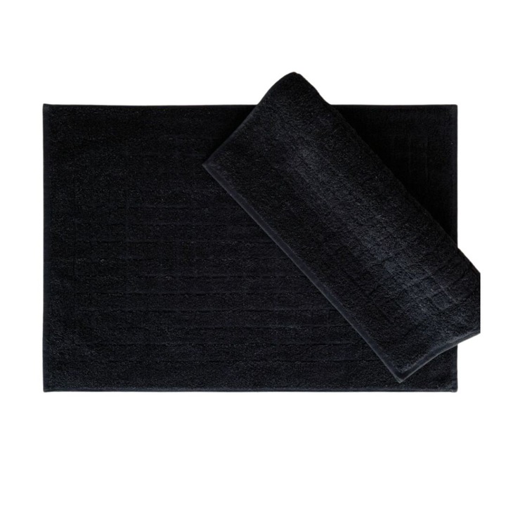 2 db lábtörlő készlet, 100% pamut, 50x70 cm, Pamutdoboz, Kare Black
