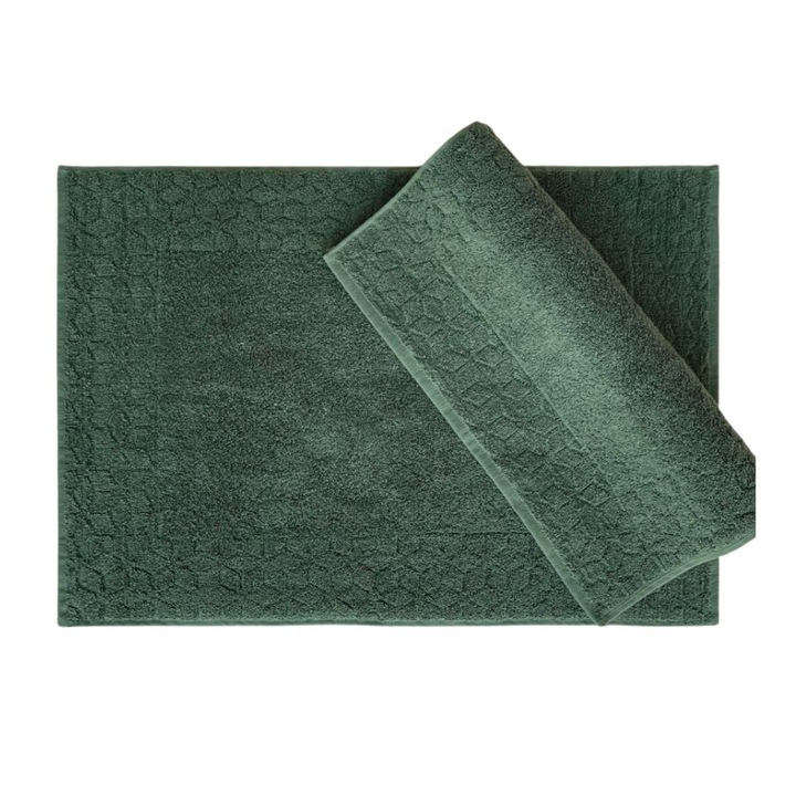Комплект 2 кърпи за крака, 100% памук, 50x70 см, Cottonbox, Karo Verde