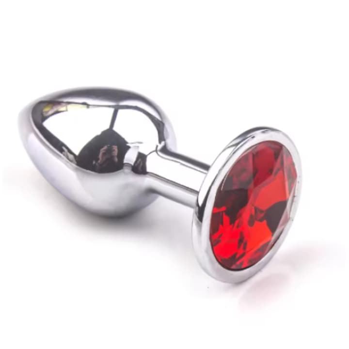 Анална тапа Healife, Неръждаема стомана, Масажираща, Сребрист/Червен