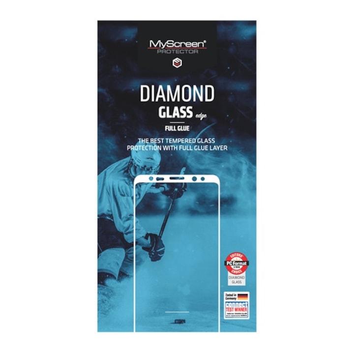 Myscreen diamond glass edge képernyővédő üveg, 2.5d, full glue, 0.33mm, 9h, fekete, kompatibilis: Realme 12x / 12