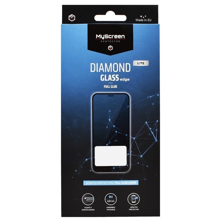 Myscreen diamond glass lite edge képernyővédő üveg, 2.5d, full glue, 0.33mm, 9h, fekete, kompatibilis: Huawei Pura 70