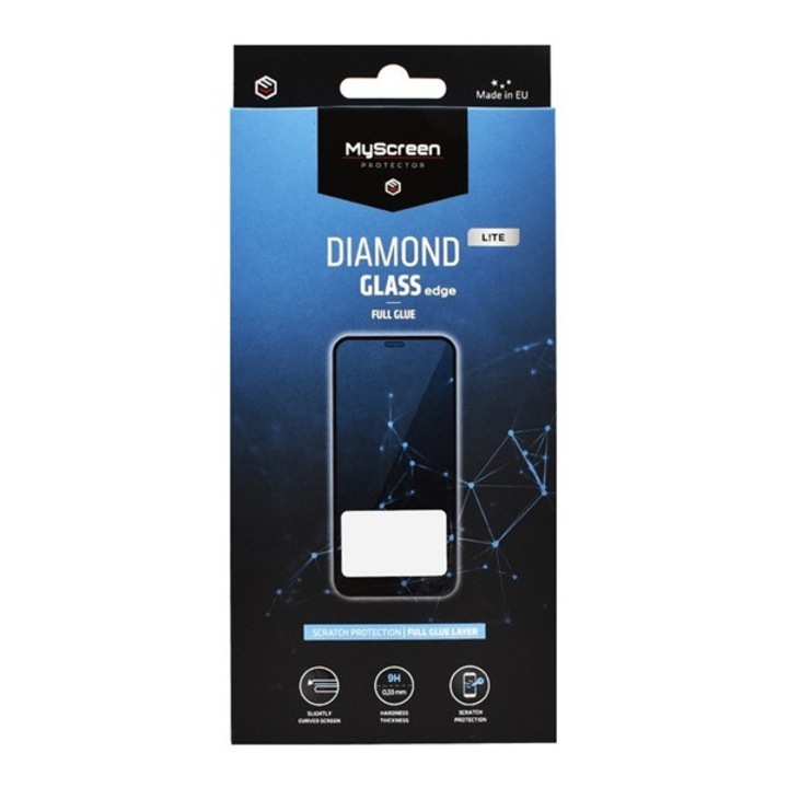 Myscreen diamond glass lite edge képernyővédő üveg, 2.5d, full glue, 0.33mm, 9h, fekete, kompatibilis: Realme 12x / 12