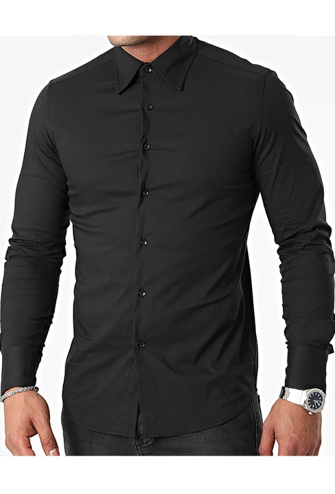 Camasa barbati slim fit, bumbac, Negru
