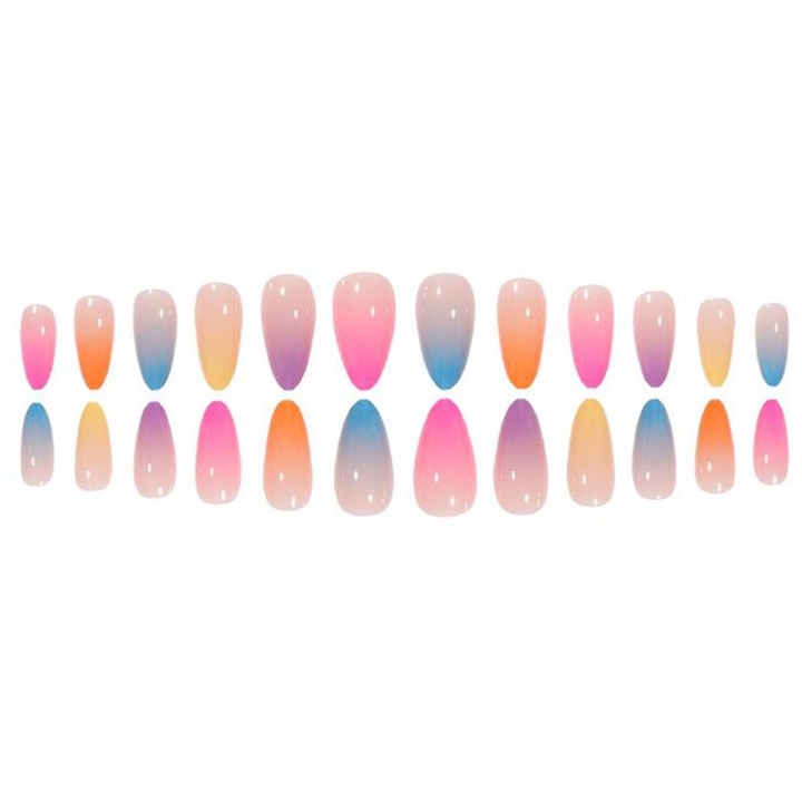 Set 24 Unghii False ASDIIT, Aplicare Usoara, Durabile, Multicolor