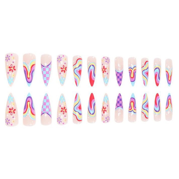 ASDIIT műköröm szett, könnyen felhordható, tartós, sokszínű, 24 db