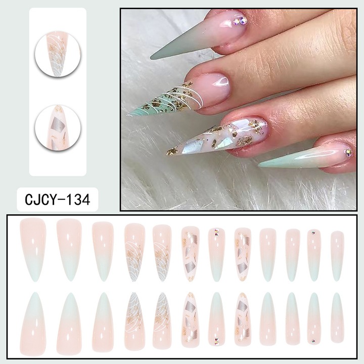 Produse nail art Set unghii false ASDIIT, aplicare usoara, durabile