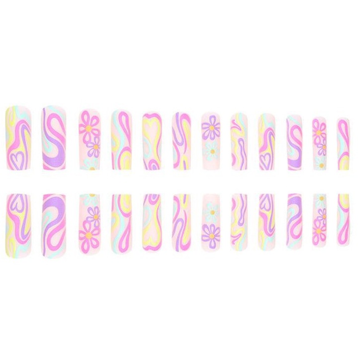 Műköröm készlet, ASDIIT, 24 db, virágos