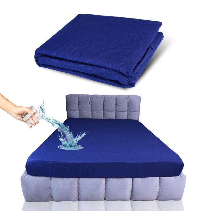 Husa premium de pat pentru protectia saltelei TIAM store®, impermeabila si rezistenta la umiditate, matlasata, anti-acarieni, cearsaf de pat, lavabila la masina, membrana TPU, 160 X 200 cm
